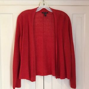 EILEEN FISHER OPEN FRONT CARDIGAN VERMILION